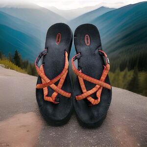Teva Olowahu Mush Strappy Flip Flops Womens‎ 10 Sandals Criss Cross 6840 Orange